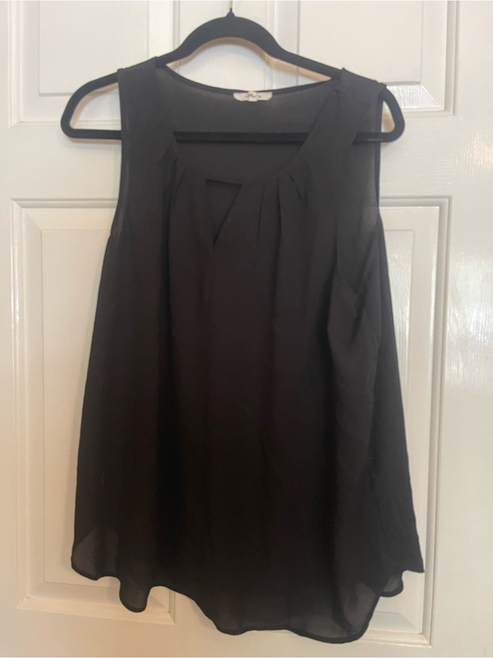 Maurices Black Sleeveless Pleated Neck Shell